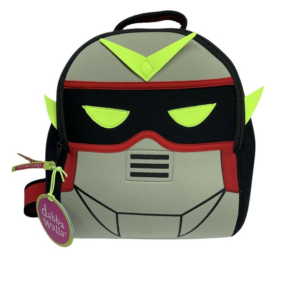 DabbaWalla Robot Kids Backpack Black Red Lightweight Sturdy Biodegradable Bag